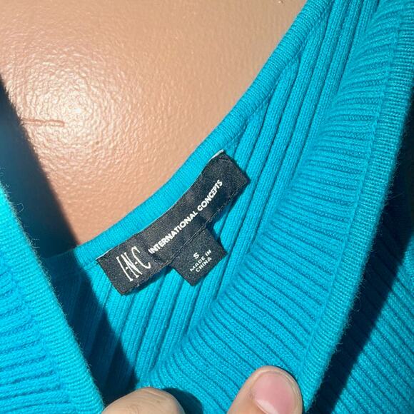 INC International Concepts Women's Ribbed Tank Top Turquoise Blue - Size Small - Picture 2 of 8